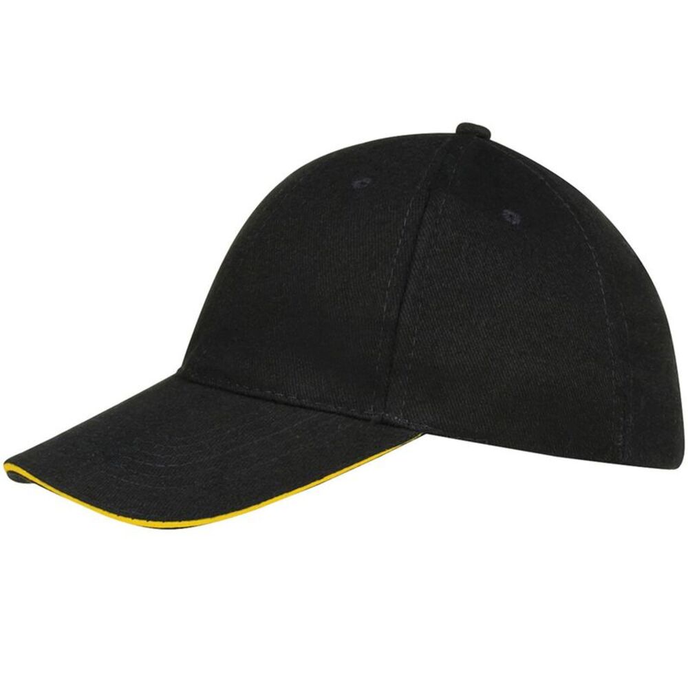 SOLS Unisex Buffalo 6 Panel Baseball Cap / Black/Yellow